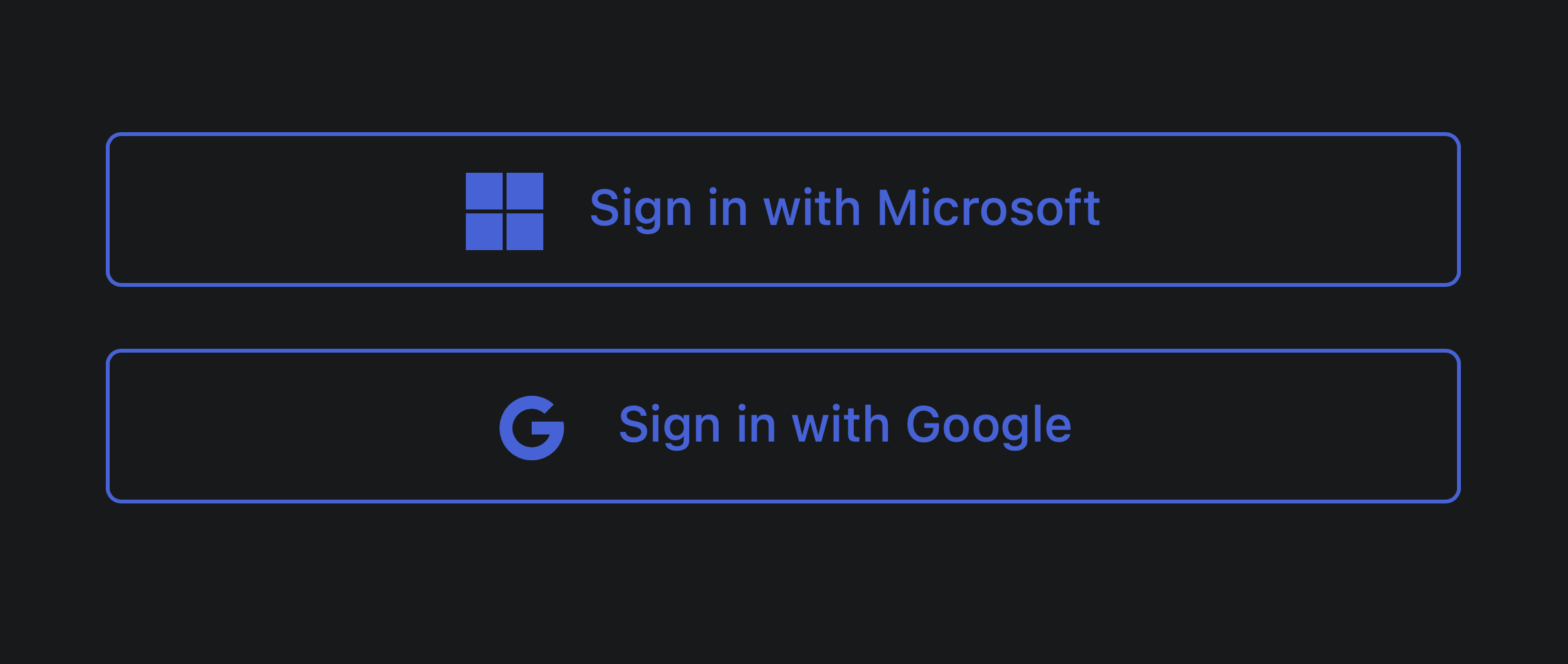 Options to sign in with Microsoft and Google SSO providers